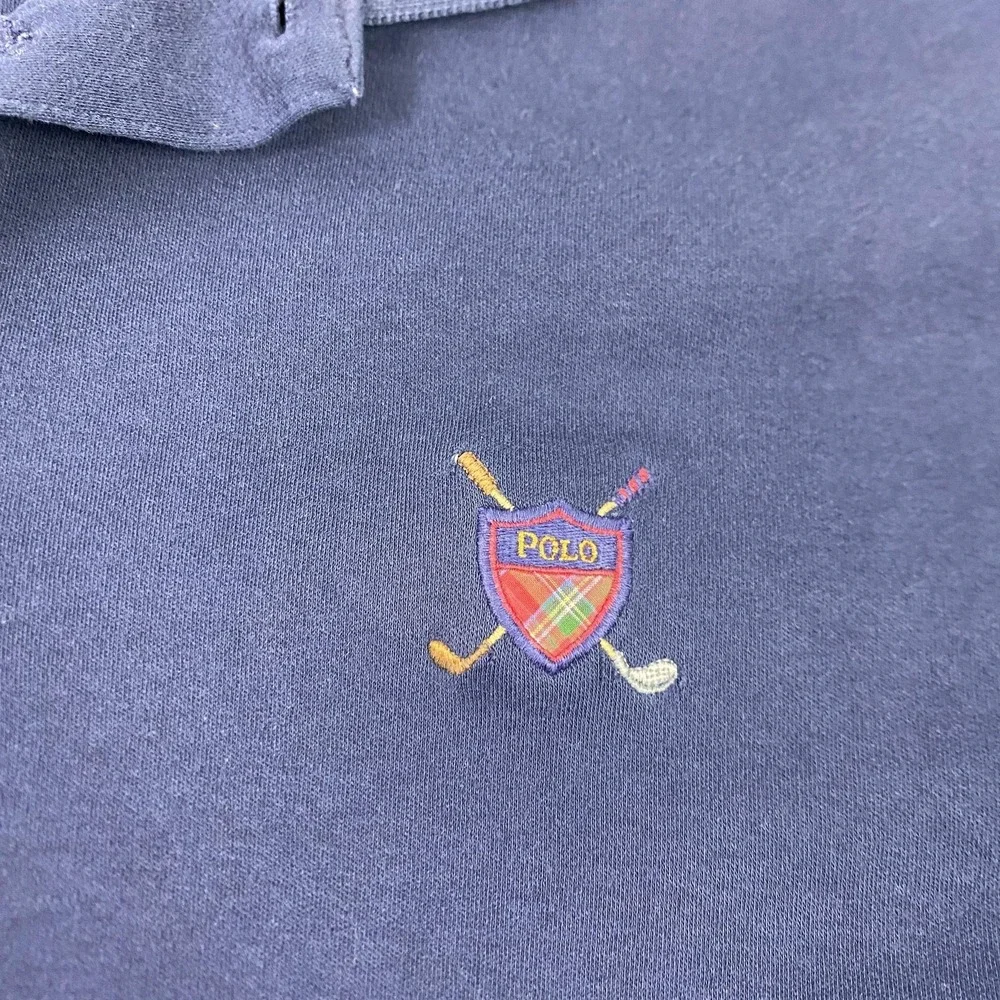 Polo Ralph Lauren‎ Polo Shirt Mens 2XL Navy Blue Golf Crest Embroidered Knit